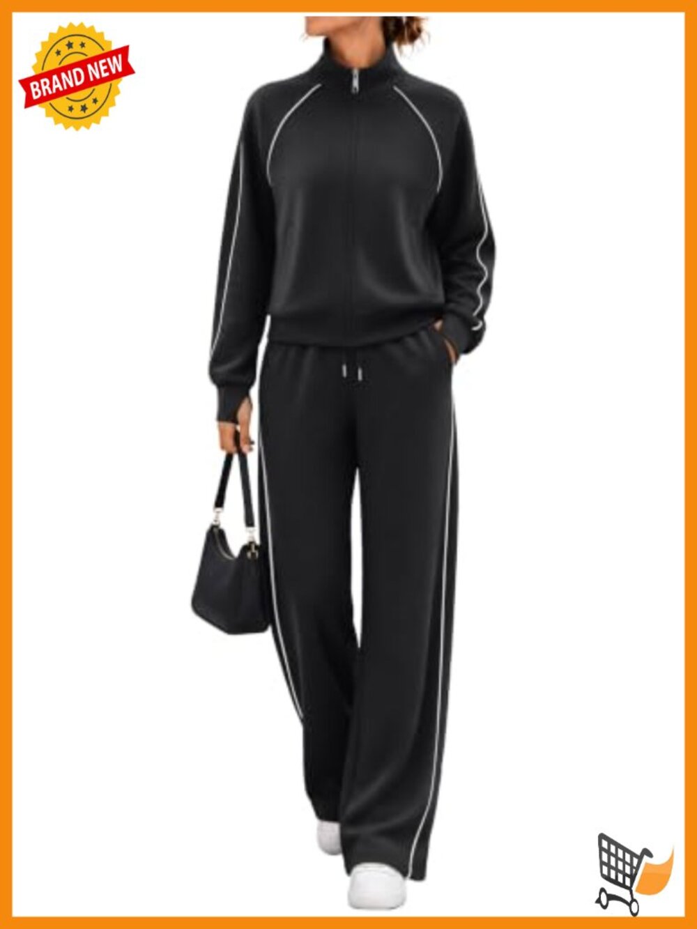 Womens Modal Blend Zip Up Sweatsuit 2 Piece Wide Leg Lounge Set